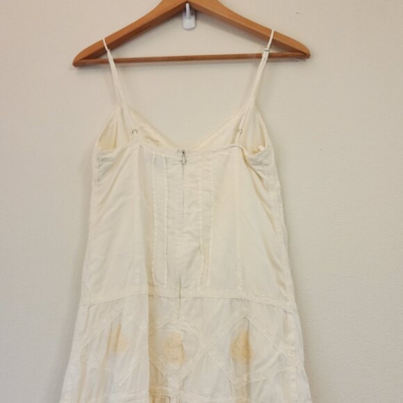 Vtg 90s Baby Doll Mini Tank Dress Lace Pleats Embroidered Women P/S Y2K Wimsy - Picture 10 of 13